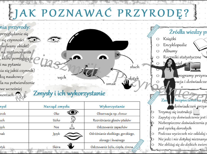 Sketchnotka „Jak poznawać przyrodę?„ w power point do edycji, PRZYRODA do klasy 4 – dział I „Poznajemy warsztat przyrodnika”