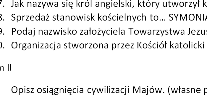 Konkurs powtórzeniowy - narodziny nowożytnego świata.