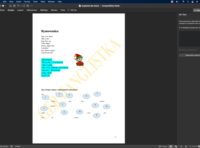 Angielski dla dzieci w wieku 7-10- banki słówek i zwrotów, rymowanki i ćwiczenia- obszerny plik