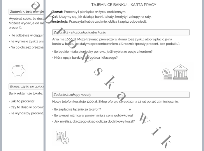 Tajemnice Banku- karta pracy