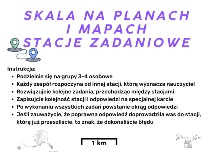 Skala na planach i mapach. Stacje zadaniowe dla klas 6-8