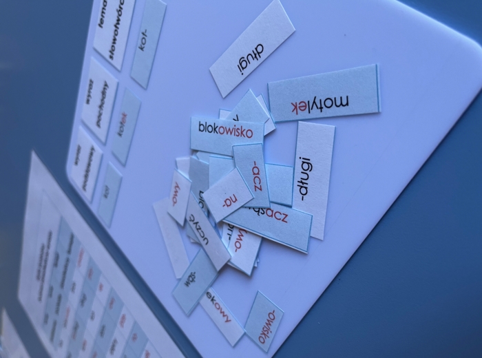 Budowa słowotwórcza wyrazu - dopasowanie - tabela