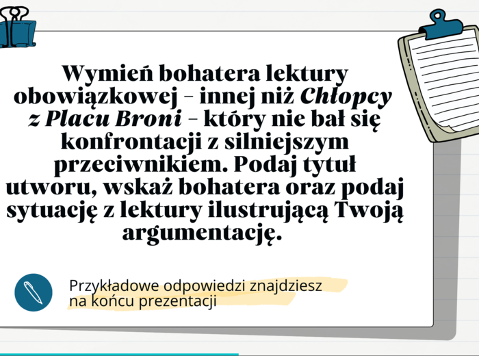 Chłopcy z Placu Broni - zadania E8