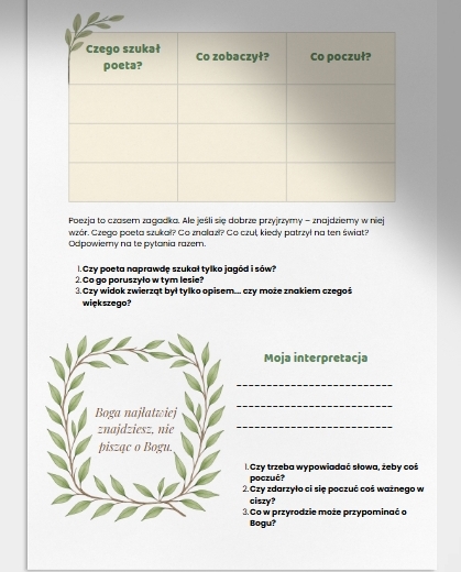 LEKCJA. JĘZYK POLSKI. "O lasach" ks. Jan Twardowski