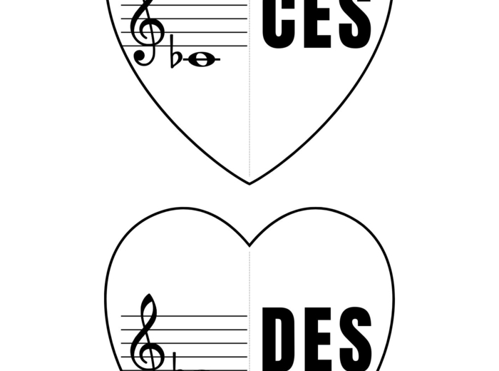 Muzyka. Fiszki do nauki wysokości nut w kluczu wiolinowym.