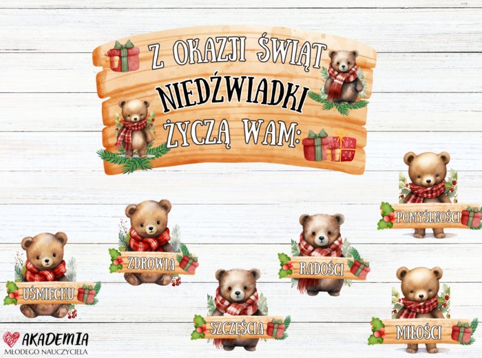 Życzenia świateczne niedźwiadki