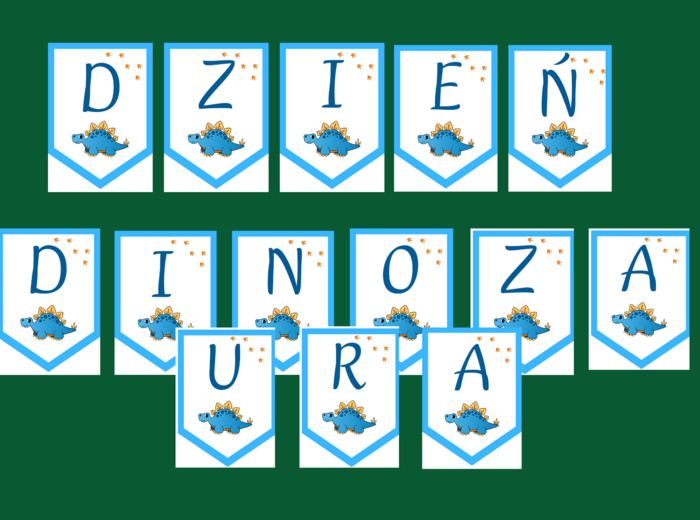 DZIEŃ DINOZAURA – girlanda – napis – gazetka – wersja 2
