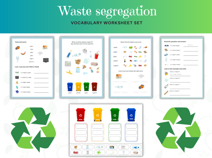 Waste Segregation: Zestaw Kart Pracy Uczących Segregacji Śmieci w Kontekście CLIL i Edukacji Przyrodniczej na Dzień Ziemi, Earth Day