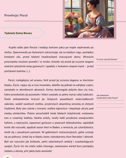 Gustaw Flaubert "Pani Bovary" – zadania do lektury, pełne opracowanie (myślownik)