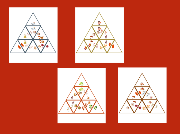 JESIENNE trimino obrazkowe – 4 wersje – 9 elementów - jesień