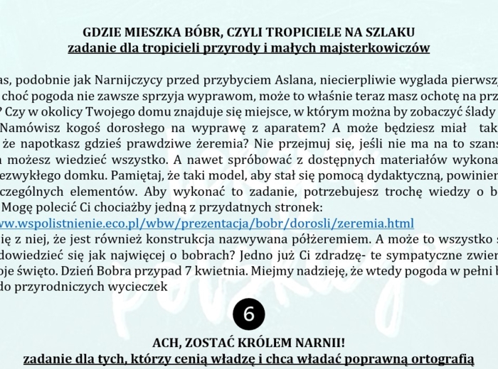 INTERDYSCYPLINARNE ZADANIA LEKTUROWE: MIKOŁAJEK, AKADEMIA PANA KLEKSA, OPOWIEŚCI Z NARNII