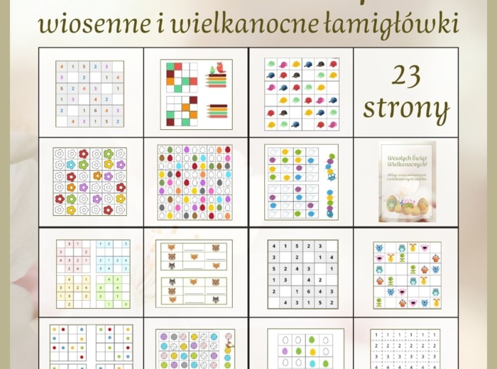 Sudoku -wiosenne i wielkanocne łamigłówki