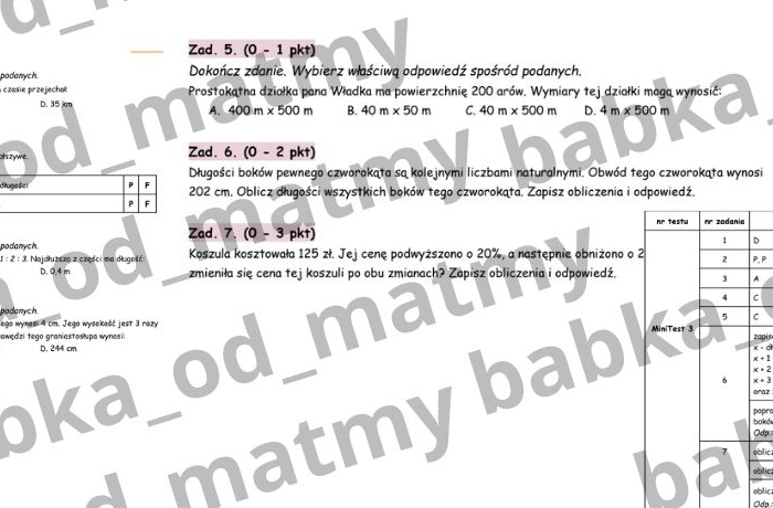 Przygotuj się do E8 z matematyki - MiniTest 3