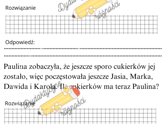 Odejmowanie w zakresie 50. Rozbudowane zadania z treścią- 10 kart pracy.