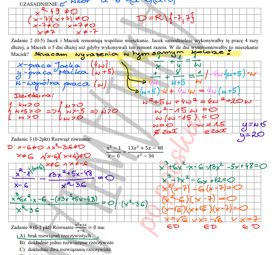 karta pracy - FUNKCJA WYMIERNA - poziom podstawowy