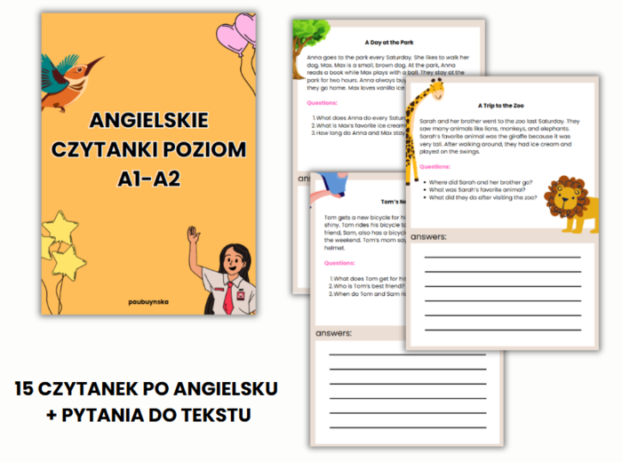 CZYTANKI PO ANGIELSKU, READING, A1-A2, SŁÓWKA, STORIES