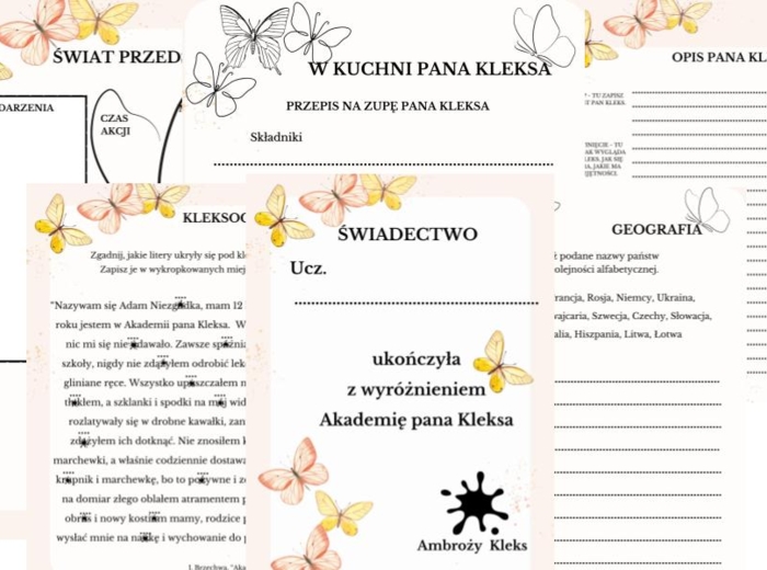 "Akademia pana Kleksa" - cykl lekcji, karty pracy + prezentacja gratis