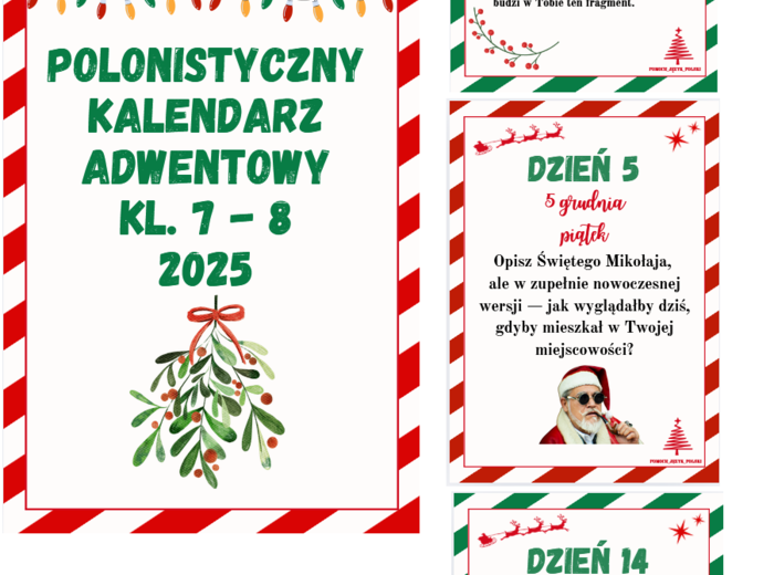 Polonistyczny kalendarz adwentowy kl. 7-8 2025