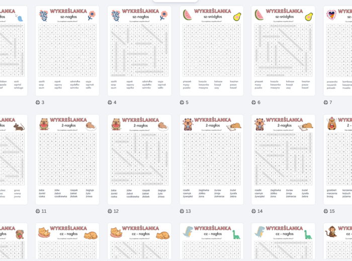 Logopedia - wykreślanki głoski szumiące