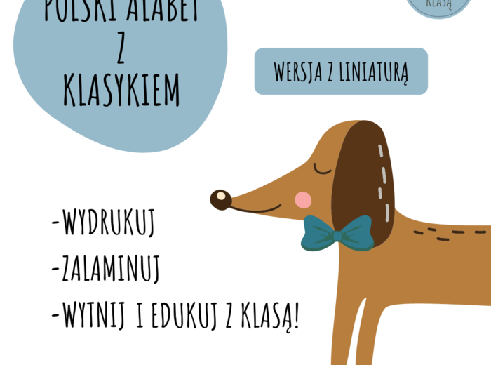 Alfabet demonstracyjny z jamnikiem Klasykiem - wersja z liniaturą