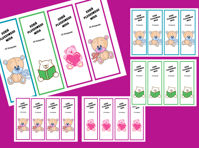 DZIEŃ PLUSZOWEGO MISIA – zakładki do książek – zakładka – kolor – wersja 2