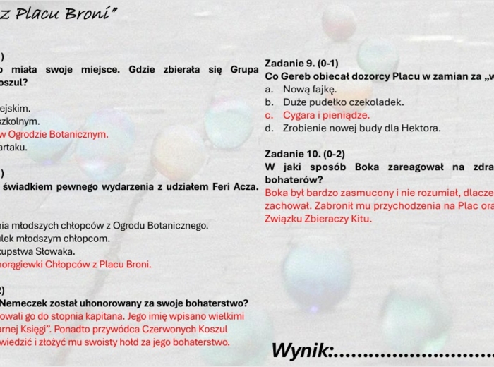 Zestaw lekturowy "Chłopcy z Placu Broni"