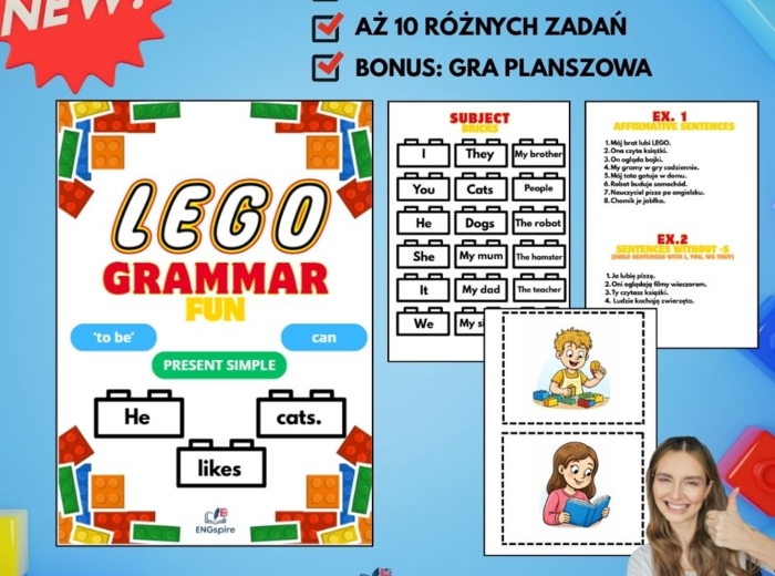 LEGO Grammar Fun – Present Simple, to be i can w formie gry