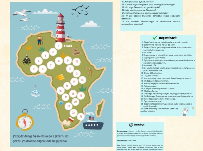 Gra planszowa "Latarnik", grywalizacja, powtórka przed egzaminem ósmoklasisty