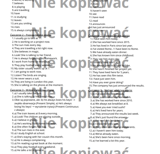 Karta Pracy Master the Tenses - Present Simple v. Continuous v. Perfect B1/B2