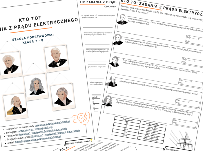 Zadania z prądu elektrycznego (znani fizycy: klasa 8)