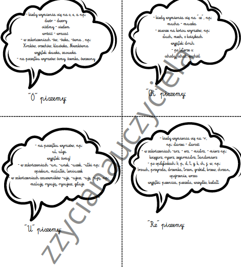 Ortografia: krzyżówki, wykreślanki, labirynty.