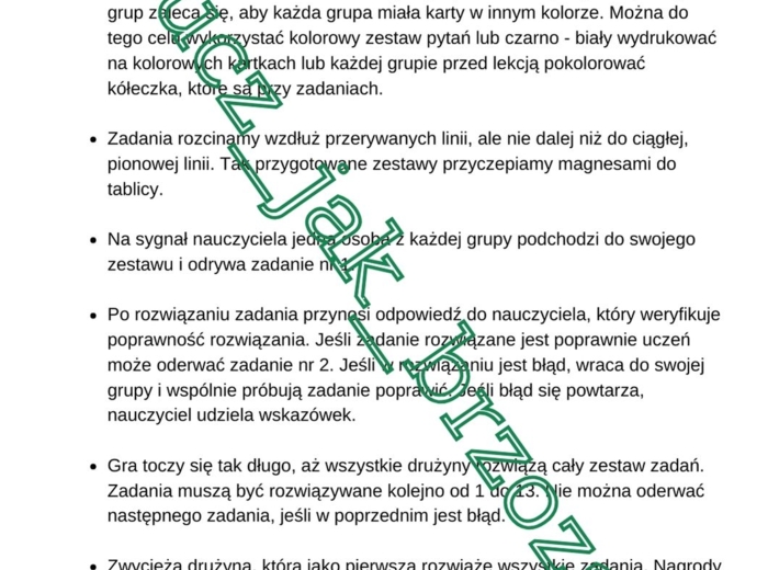 Procenty, zadania tekstowe, klasa 7, sztafeta zadaniowa