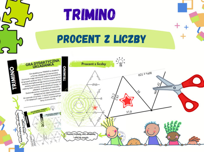 Procent z liczby – układanka trimino w dwóch wersjach