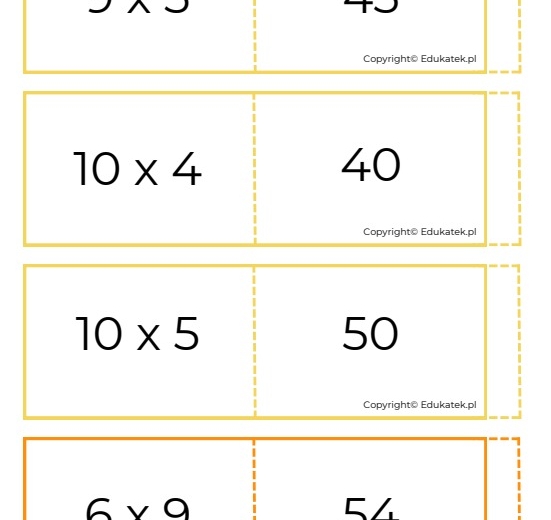 Fiszki – tabliczka mnożenia