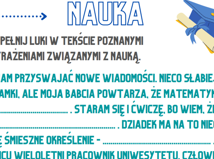Nauka - ćwiczenia leksykalne z wykorzystaniem frazeologii, argumentacji
