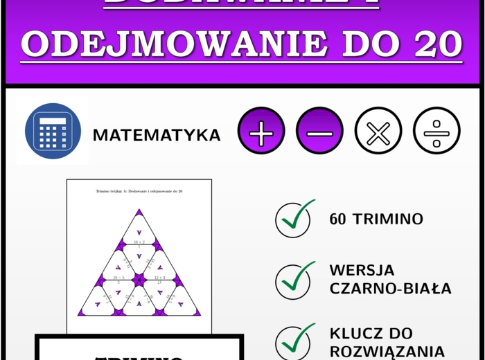 Trimino - Dodawanie i odejmowanie do 20 | matematyka
