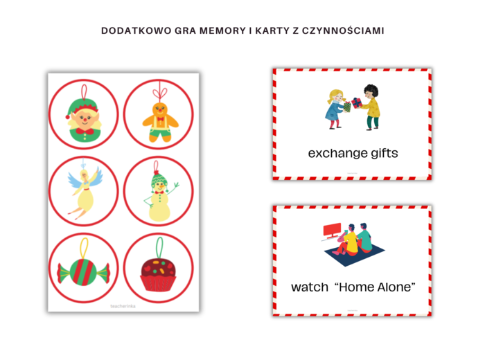 Christmas MegaPack - Ćwiczenia i gry na poznanie, utrwalenie słownictwa i zwrotów, Boże Narodzenie, Krzyżówka, Wykreślanka, Memory, Karty obrazkowe z podpisami