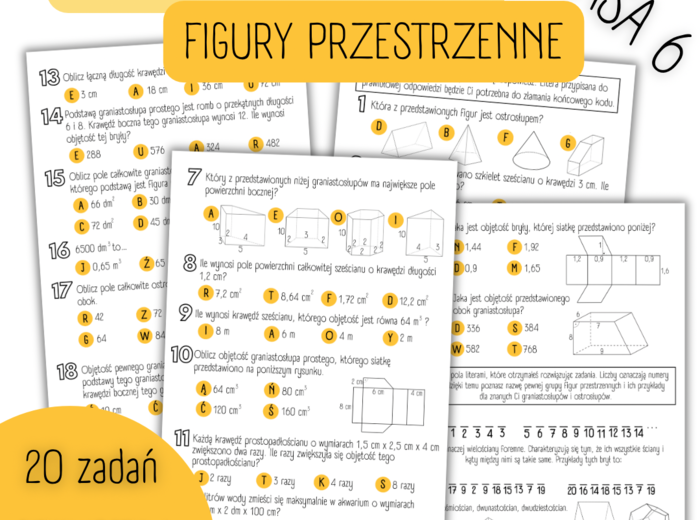 POWTÓRZENIE MATERIAŁU – Figury przestrzenne – KLASA 6