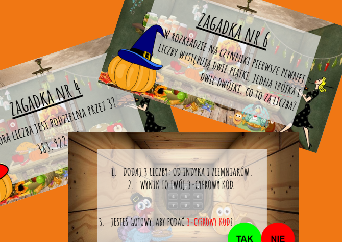 Jesienny Escape Room Liczby Naturalne kl.5 - NWW, NWD, cechy podzielności, działania pisemne.