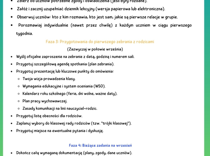 Checklista młodego nauczyciela wychowawcy