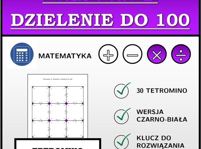Tetromino - Mnożenie i dzielenie do 100 | matematyka
