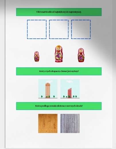 Duży czy mały? Szeroki czy wąski? Sprawdzian. Karta pracy