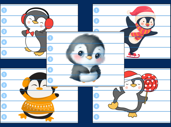 DZIEŃ PINGWINA – Dzień Wiedzy o Pingwinach – zima – puzzle – biblioteka – świetlica – przedszkole – 10 wersji