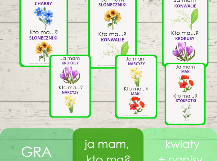 Ja mam, kto ma? - kwiaty z napisami