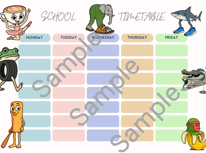 Plan lekcji Brainrot / Brainrot timetable - wersja angielska
