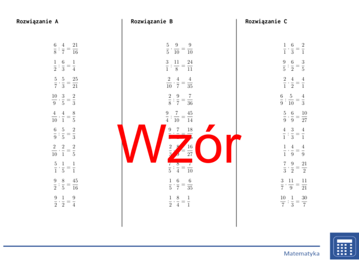 Mnożenie i dzielenie ułamków | matematyka | 26 kolumn