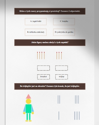 Figury geometryczne - rozpoznawanie i nazywanie. Karta pracy. Sprawdzian.