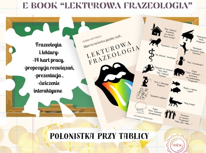 Lekturowa frazeologia ebook Karty pracy i propozycje rozwiązań, prezentacje, ćwiczenia interaktywne Inwokacja Na zdrowie Opowieść wigilijna Mały Książę Felix, Net i Nika Bajka o rybaku i rybce Pani Twardowska Ania z Zielonego Pajączek na rowerze Quo vadi