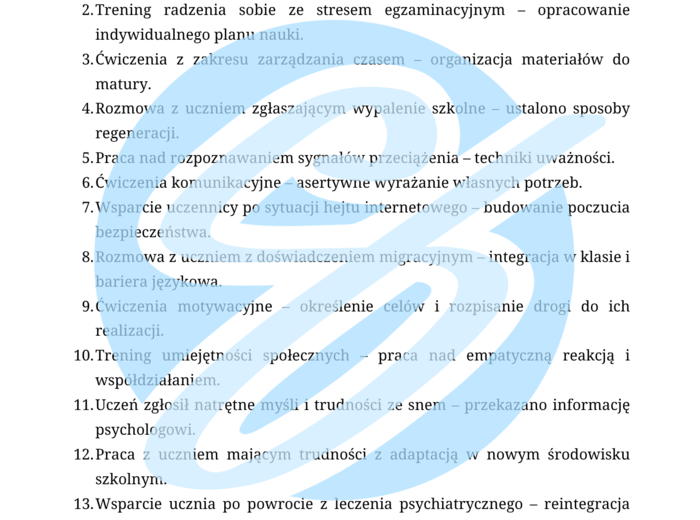 Pedagog specjalny w szkole średniej – przykładowe wpisy do dziennika