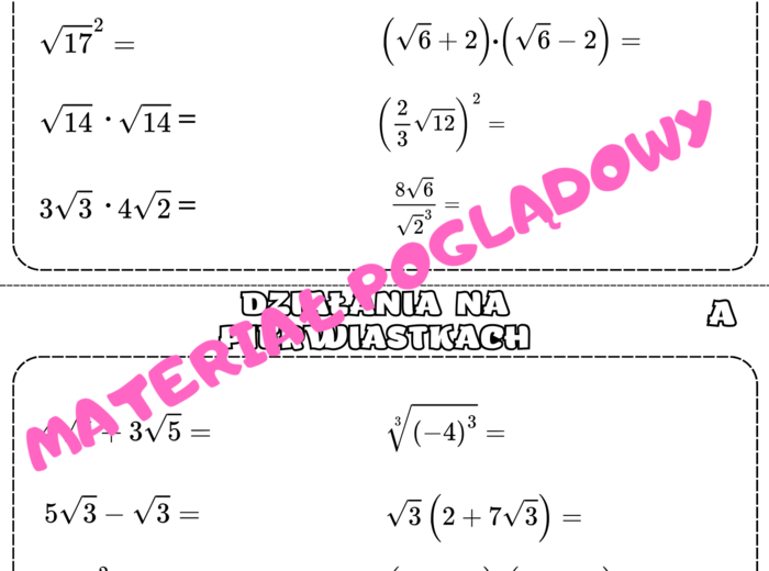 Szybkie karteczki - potęgi i pierwiastki. Klasa 7. Klasa 8.